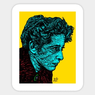 HANNAH ARENDT ink and acrylic portrait .3 Sticker